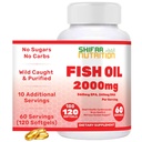 SHIFAA NUTRITION Halal Fish Oil 2000mg Softgels med 360mg EPA & 240mg DHA. 100 Wild Fanget & Ikke-GMO Omega 3 Softgels for hjerte og hjerne helse. Burpless, lett å la Fish Oil Omega 3 kosttilskudd