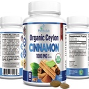 Organisk Ceylon kanel - 1000mg per servering, sertifisert organisk sant kanel Supplement, antioksidant, rask absorpsjon - 60 tabletter