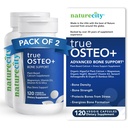 NatureCity True-Osteo+ Bone Support med Ashwagandha – for styrke og tetthet – Plantebasert kalsium med organisk algaeCal, magnesium, vitamin D3, K2, Silikon og stressstøtte ® 240 Veggie Capsules