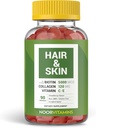 Noor vitaminer Halal Hår Vitaminer Biotin, kollagen, Silica, vitamin C & E støtter håret, hud og negle helse; naturlige jordbær gummy vitaminer. GMO, Glutenfri og en Certified Halal Vitamin (90 Count)