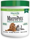 MacroLife Naturals MacroPets Grønn Superfood Supplement pulverTopper for hund katt liten mammal, naturlig ernæring Boost Probiotika Digestive Enzymes vitamin E - Immune Gut helse og energi - 6.35oz