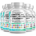 Clean Nutraceuticals Quercetin Zinc Vitamin C-vitamin D Bromelain Elderberry - Lung Immune Support Supplement voksne med Artemisinin, Sea Moss, Echinacea, Allergy Relief (60 Count (Pack of 5))