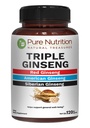 Pure Nutrition Triple Ginseng 650mg | 120 Caps | Kompleks for menn og kvinner | svært effektiv kombinasjon av rød, amerikansk og sibirsk Ginseng. Ikke GMO