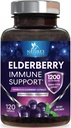 Eldreberry Immune Support 1200mg - Daglig immunstøtte for voksne med konsentrert Sambucus Black Elderberry Extract - Antioksidant vitamin Supplement, Glutenfri, flaske i USA - 120 kapsler