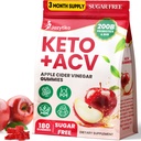 Apple Cider Vinegar Gummies, Avansert ACV Gummy med probiotika, BHB, B12 og Keto Support - Keto Acv Gummies for Detox, Metabolisme, Digestion, Gut & Immune Health - Sukkerfri, Vegan, 180 Antall