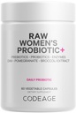 Codeage Raw Women's Probiotic+ Supplement - 34 Probiotiske Strains, 100 milliarder CFUs, Digestive Enzymes, Prebiotic Blend, DIM, Herbal Extracts, Phytonutrienter - Ikke-GMO - 30 Kapsler