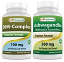 Best Naturals DIM Supplement 100 mg og Ashwagandha Extract 500 mg