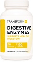 TransformHQ Digestive Enzymer Supplement (120 kapsler) - 16 Enzymer, Støtte Sunn Digestion