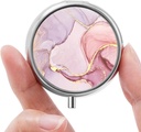 Mini piller boks, liten pille boks, bærbar pille boks, Søt pille organisator for vitaminer, medisiner, fiskeolje og kosttilskudd (Pink Marble)