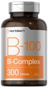 Horbäach Vitamin B-100 Kompleks | 100% av daglig verdi | 300 tabletter | Vegetarisk, ikke-GMO, og Glutenfri Supplement