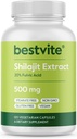 BESTVITE ren Shilajit ekstrakt 500mg (120 vegetariske kapsler) - Ingen stearates - Vegan - Ikke GMO - Glutenfri - Standardisert til 20% Fulvic Acid