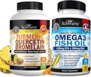 Turmerisk Quercetin med Bromelain Supplement (1 måned forsyning) Plus trippel styrke Omega 3 Fish Oil Softgels (1 måned forsyning)