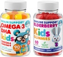 DR. MORITZ Cardio & Immune Boost Duo - Omega 3 Gummies (90 greve) med eldrebær gummier for barn (60 greve)