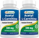 Best Naturals Acetyl L-Carnitine (ALCAR) 500mg, 120 kapsler, 120 serveringer - Ikke-GMO og Glutenfri, 1 kapsel per servering (2 Pack)