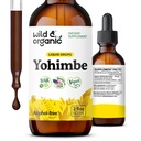 Wild & Organic Yohimbe kosttilskudd for menn og kvinner - 5 mg Yohimbine flytende ekstraksjonsdråper - Pausinystalia Yohimbe Bark Tinktur - Vegansk, alkoholfri - 2 fl oz