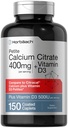 Horbäach Kalsium Citrat med vitamin D3 | 150 Petite Coated Caplets | Supplement for menn og kvinner | Vegetarisk, ikke-GMO & Glutenfri