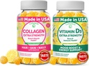 Lunakai collagen og vitamin D3 Gummies Bundle - Ikke-GMO Anti Aging Supplement for menn og kvinner - Immunitet, Bone og Mood Support Gummy for voksne - 30 dagers forsyning