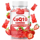 myktbear CoQ10 Gummies 400 mg Coenzym Q10 Supplement for voksne, høy absorpsjon coq10 Plus Omega-3, Magnesium, Vitamin B3 & sink for cellulær energi & antioksidant, Strawberry Flavor 60 Count