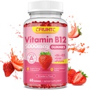 Vitamin B12 Gummies for kvinner og menn, 5000mcg Metyl B12 Gummies med vitamin B6, D3, jern, Folat for voksne, støtter energi og metabolisme Boost, Mood, immun- og nervesystemet, sukkerfri jordbær