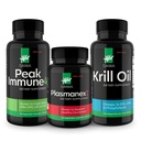 Daiwa Peak Immune 4 - Natural Immune System Booster + Plasmanex 1 - blodsirkulasjonstilskudd + krillolje - Omega 3 krill oljekapsler