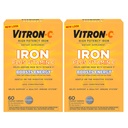 Vitron-C jern Supplement, En gang daglig, høy potens Iron Plus Vitamin C, støtte rødt blodcelle produksjon, Dye gratis tabletter, 60 telle, 2 pakke