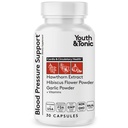 Ungdom og Tonic naturlig blodtrykk støtte Supplement w/Hawthorn Hibiscus & høy potens diuretiske urter og vitaminer for vanntetthet ® 30 BP kapsler for å opprettholde en god helse ® kvinner og menn