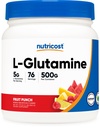 Nutricost L-Glutamine pulver 500 gram (Fruit Punch) - (76 serveringer per flaske)