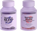 Sleep & Glow Bundle - Sleep Gummies, en rusmiddelfri nattehjelp & Glød Biotin & Collagen Hair Gummies for sterke, tykke hår og redusert shedding - Gluten / gelatin gratis, ikke-GMO - 60 Ct. Hver.
