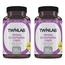 Twinlab Stress B-Complex Caps - Komplett B-Complex & 1000 mg Vitamin C - Energistøtte Supplement med vitamin B12 og B6-100 Kapsler (pakke med 2)
