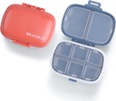 MEACOLIA 2 Pack 8 Sammenligninger Reise Pille Organizer Box Moisture Proof Lille Pille tilfelle for Pocket Purse Daglig Pill Holder Container for medisin Vitamin (Dark Blå & Rød)