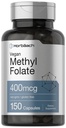 Horbäach Metyl Folat 400 mcg | 150 Vegan Capsules | Ikke-GMO, Glutenfri | Kosttilskudd