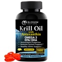 Antarctic Krill Oil Softgels–1600mg per servering med 2 mg Astaxanthin, høy Omega‐3 (174mg EPA & 120mg DHA) i Fosfolipid Form– Støtter felles, hjerte, hud og hjerne helse–60 sitron-flavored Softgels