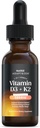 NutriRise Vitamin D3 K2 Drops 5000 IU: Immunitet Vitaminer, Støtte for energi, Velvære & Felles Comfort, Vegetarisk, Lett å ta flytende formel for menn og kvinner + MCT olje, Glutenfri, 1 fl oz