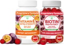 Lunakai Vitamin E og Biotin Gummies Bundle - 3000 mg Gummies for voksne Energi Støtte og Bein Helse - Vitaminer for hår, hud og ungdom