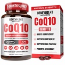 Benevolent ren coQ10 200mg Softgels med BioPerine® for maksimal absorpsjon, Ubiquinon Coenzym Q10 Supplement for hjertehelse, energiproduksjon, sunn aldring og antioksidant støtte, 100 Softgels
