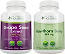 Rent Holistisk Grape Seed Extract 400mg + Hawthorn Berry 665mg Bundle - 400 Vegan Capsules - laget i USA