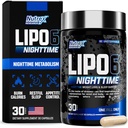 Nutrex Lipo 6 natttid fettforbrenner | Melatonin søvnhjelp & vekttap Diettpiller for menn og kvinner | Natttidmetabolisme Booster Appetitt Suppliant | 30 Services (1)