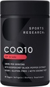Idrettsforskning CoQ10 (100mg) Forbedret w/Coconut olje & bioperin (Black Pepper) for bedre absorpsjon | Vegansk, ikke-GMO Verifisert (30 Veggie Softgels)
