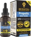 BEE og du 15% ren propolis vannløselig ekstrakt - høy potens - null sukker - null kalori - naturlig immunologisk støtte & sore throat relief antioksidanter, keto, paleo, glutenfri, 1 fl Oz
