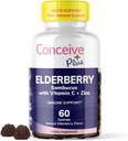 CONCEIVE PLUS Elderbær Gummies – Sambucus Black Elderberry med vitamin C & Zinc, Delicious Blueberry Flavor, 60 greve, 30 dagers forsyning