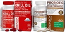 Bronson Probiotic 50 milliarder CFU + Prebiotic med Apple Polyphenoler & Pineapple Frukt Ekstrac Antarktis krill olje 1000 mg med Omega-3s EPA DHA