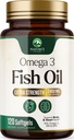Omega 3 Fish Oil 2400 mg Supplement, Sustainabilly kildet, Triple Styrke Omega-3 Supplement Softgels, Hjerne Helse støtte, EPA & DHA Fiskeolje fettsyrer Supplements, Gluten & GMO Gratis, 120 Softgels
