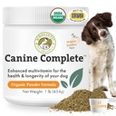Wholistic Pet Organics Canine Complete - Hund Multivitamin pulver - 1 Lb - Daglige hundevitaminer og kosttilskudd for hjemmelaget mat - Immunsystem, hud, Coat & generelle helse - Små og store avler