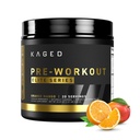 Kaged Pre Workout pulver pre-Workout Elite for menn og kvinner, høy stimulant for energi, fokus, pumper, L-Citrullin, Beta alanin, kreatin og 388 mg organisk koffein, orange mango
