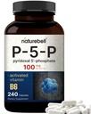NatureBell P5P vitamin B6 100mg Per servering, 240 kapsler | Aktivert Pyridoxal 5 Fosfat kosttilskudd – essensielle B-vitaminer for hjerne og minne helse – ikke-GMO