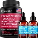 Liquid Collage Biotin (2pk) og Fadogia Tongkat Ali (1pk) Supplement Bundle - Potent Vitaminer for hår, hud, negler, hjerte, energi, og testosteron støtte - ikke-GMO, Vegan