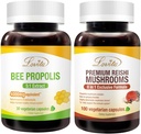 Lovita Bee Propolis Capsule & Premium Reishi Mushrooms Næringsstoffer Bundle. Kosttilskudd støtter bedre ernæring og generelt velvære