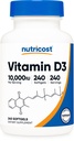 Nutricost Vitamin D3 10.000 IU, 240 Softgel Kapsler - Potent, Ikke-GMO, Glutenfri vitamin D