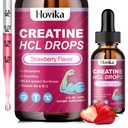 Kreatin HCL flytende dråper for menn og kvinner, Kreatinhydroklorid med L-karnitin, L-Glutamin, BCAA, vitamin B12 & B6 for muskelvekst, fremme energi og gjenoppretting-Vegan, Jordbær Flavor, 2 fl Oz