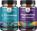 Bundle av gratis form L Tyrosin 500 mg kapsler - høy styrke L-tyrosin Supplement for mental energi og fokus støtte og magnesium Glycinate 400 mg Per servering for humør søvn og avslapping